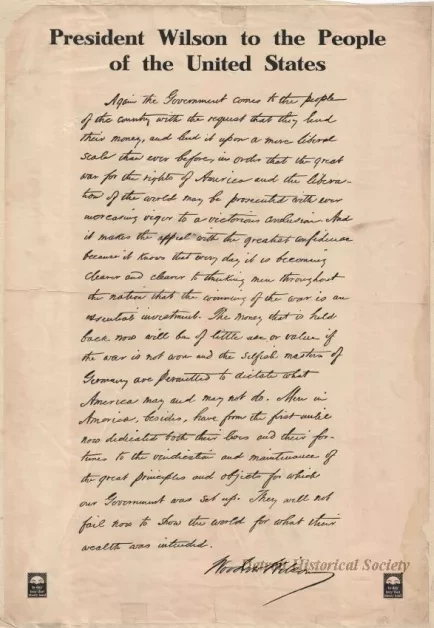 Poster - President Wilson to the People of the United States