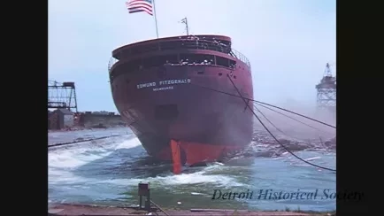 Film, Motion Picture - Edmund Fitzgerald Launching 1958
B/W People Coming off Boat at Tashmoo Park
Great Lakes Engineering Works