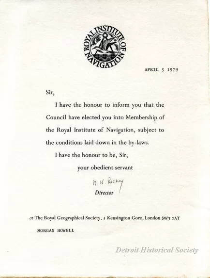 Certificate, Achievement - Royal Institute of Navigation