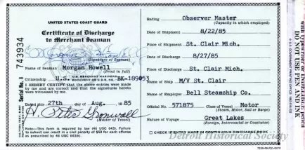 Certificate - Certificate of Discharge to Merchant Seaman
