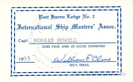 Card, Membership - Port Huron Lodge No. 2, 
International Ship Masters' Association