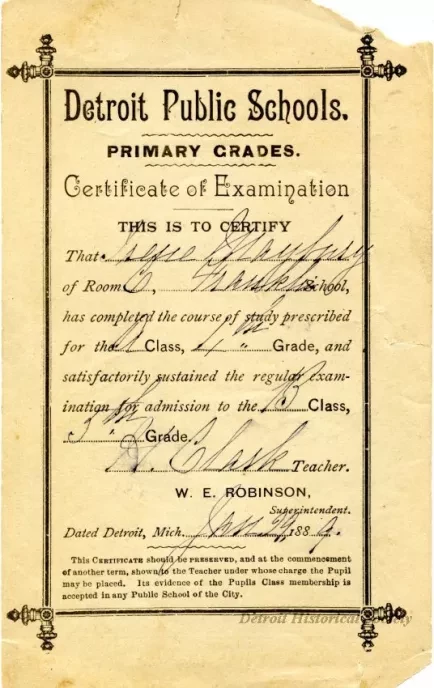 Card, Report - Detroit Public Schools,
Primary Grades