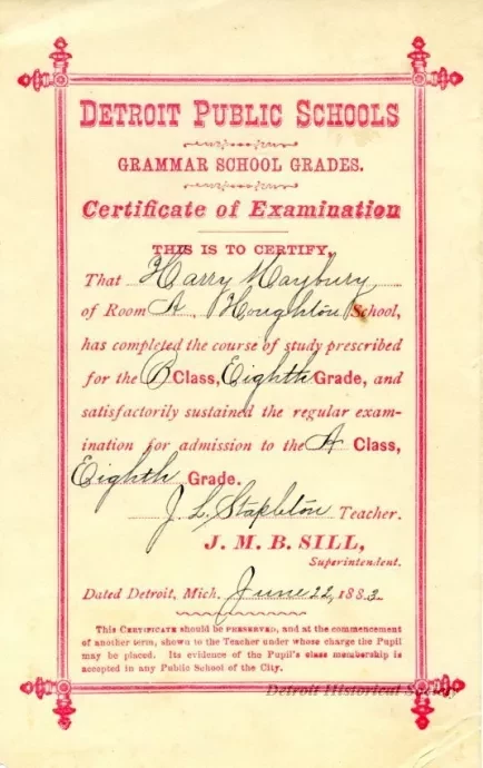 Card, Report - Detroit Public Schools,
Grammar School Grades