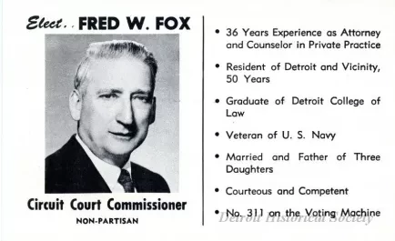 Postcard - Fred W. Fox - Circuit Court Commissioner