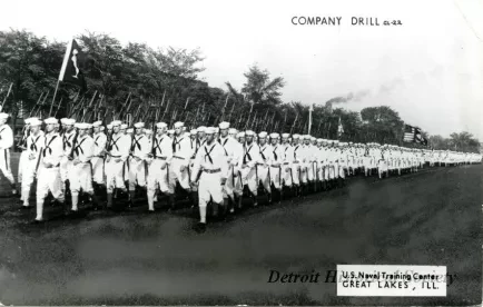Postcard - Company Drill - U.S. Naval Training Center, Great Lakes, Illinois