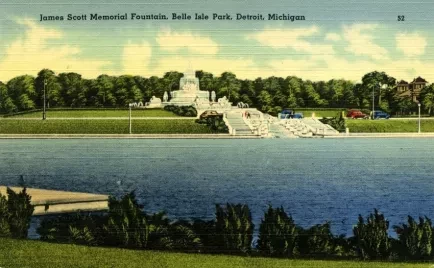 Postcard - James Scott Memorial Fountain, Belle Isle Park, Detroit, Michigan