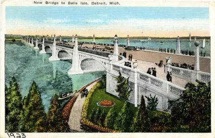 Postcard - New Bridge to Belle Isle, Detroit, Mich.