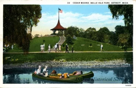 Postcard - 33  Cedar Mound, Belle Isle Park, Detroit, Mich.