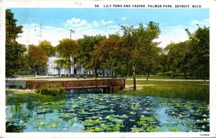 Postcard - 56 Lily Pond and Casino, Palmer Park, Detroit, Mich.
