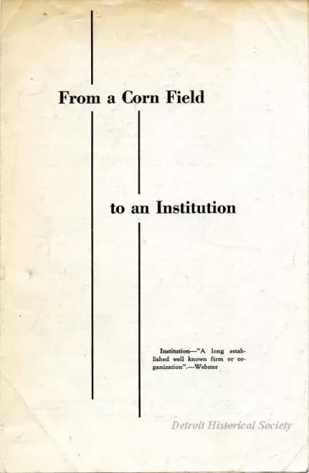Brochure - From a Corn Field to an Institution
