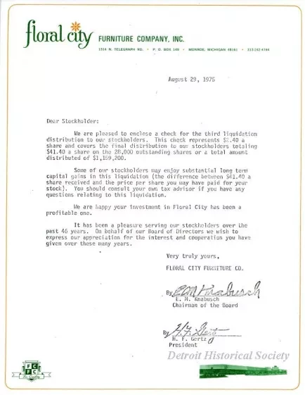 Letter - Floral City Furniture Company, Inc.