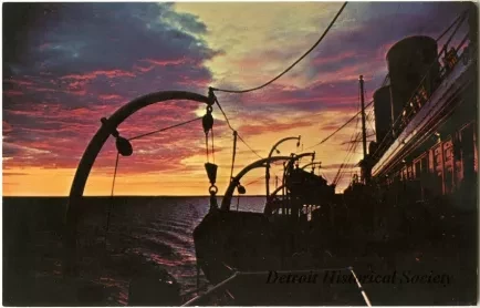 Postcard - Great Lakes Sunset View From Aboard the S.S. SOUTH AMERICAN