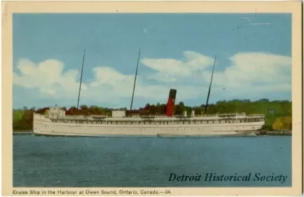 Postcard - Cruise Ship in the Harbour at Owen Sound, Ontario, Canada.
