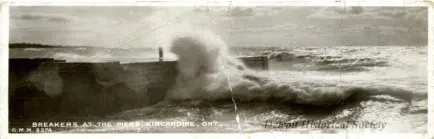 Postcard - Breakers at the Pier, Kincardine, Ont.