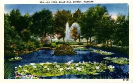 Postcard - 606 - Lily Pond, Belle Isle, Detroit, Michigan