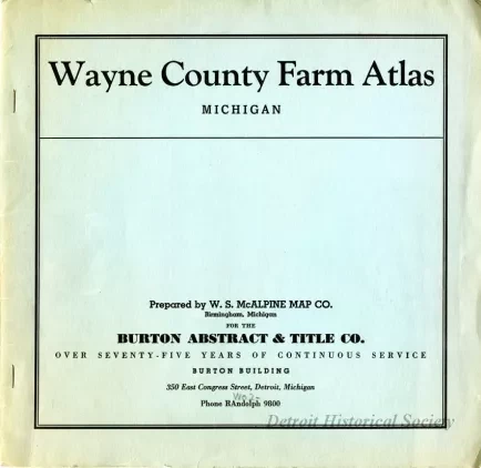 Booklet - Wayne County Farm Atlas
Michigan
