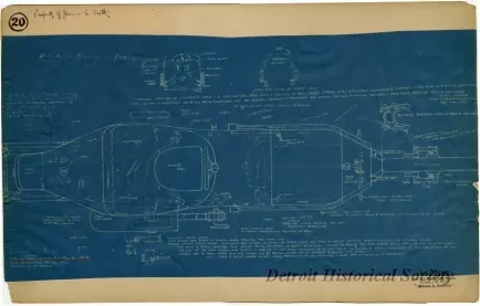 Blueprint - Rough Sketch Showing Numerous Details of "Bi-Autogo" 
Design Patented 1911