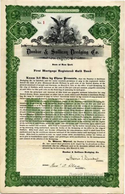 Bond - Dunbar & Sullivan Dredging Co. 
First Mortgage Registered Gold Bond