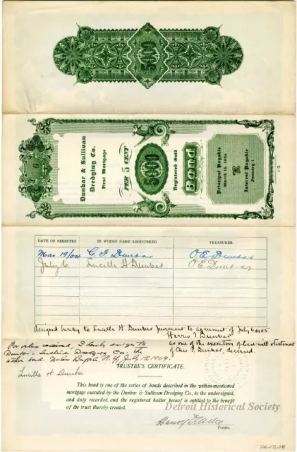 Bond - Dunbar & Sullivan Dredging Co. 
First Mortgage Registered Gold Bond