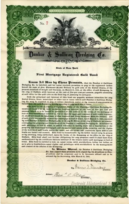 Bond - Dunbar & Sullivan Dredging Co. 
First Mortgage Registered Gold Bond