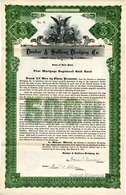 Bond - Dunbar & Sullivan Dredging Co. 
First Mortgage Registered Gold Bond