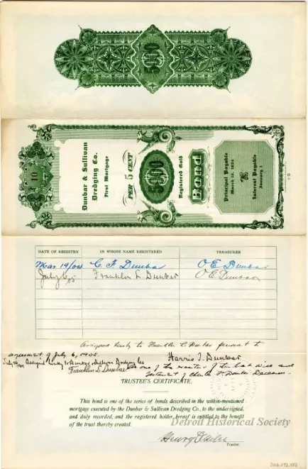 Bond - Dunbar & Sullivan Dredging Co. 
First Mortgage Registered Gold Bond