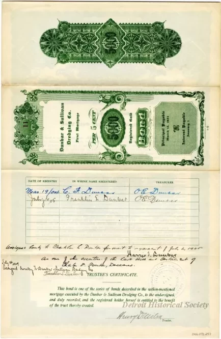 Bond - Dunbar & Sullivan Dredging Co. 
First Mortgage Registered Gold Bond