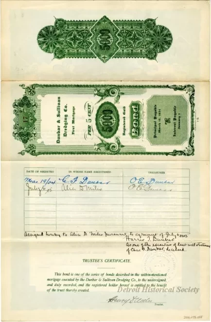 Bond - Dunbar & Sullivan Dredging Co. 
First Mortgage Registered Gold Bond
