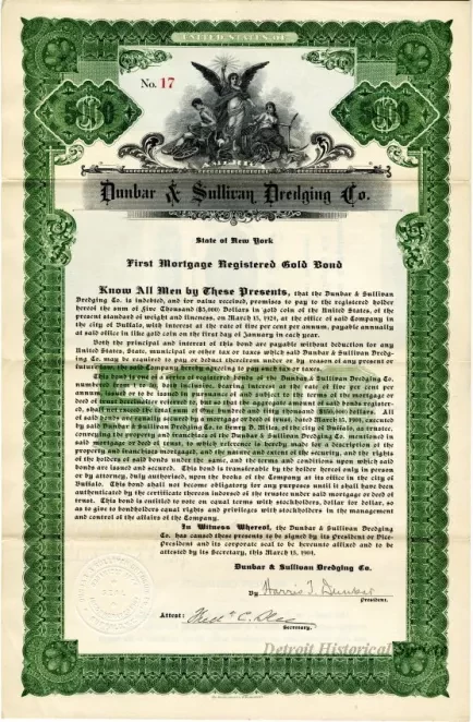 Bond - Dunbar & Sullivan Dredging Co. 
First Mortgage Registered Gold Bond