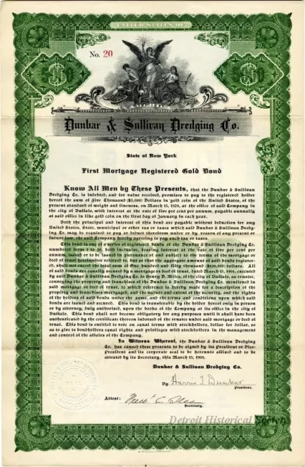 Bond - Dunbar & Sullivan Dredging Co. 
First Mortgage Registered Gold Bond