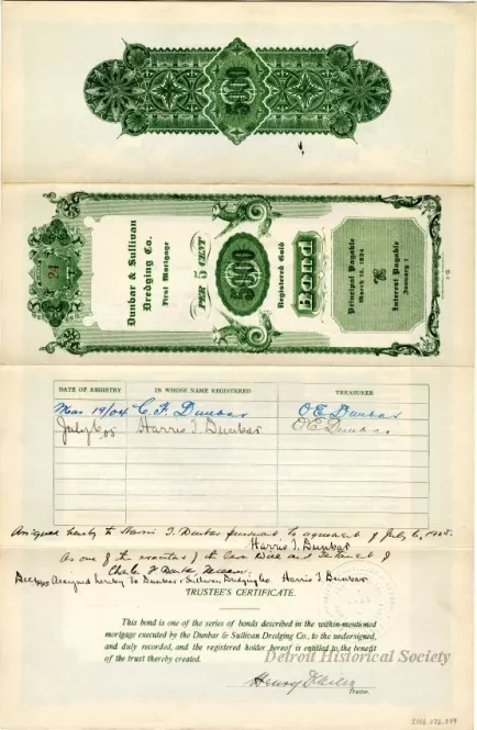 Bond - Dunbar & Sullivan Dredging Co. 
First Mortgage Registered Gold Bond