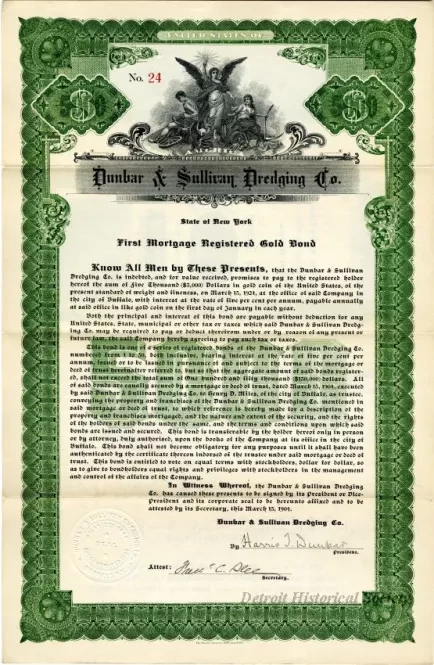 Bond - Dunbar & Sullivan Dredging Co. 
First Mortgage Registered Gold Bond