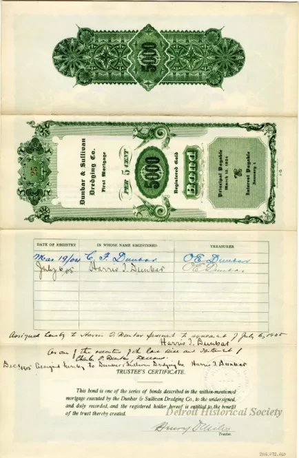 Bond - Dunbar & Sullivan Dredging Co. 
First Mortgage Registered Gold Bond