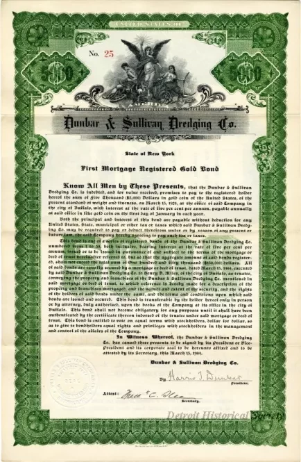 Bond - Dunbar & Sullivan Dredging Co. 
First Mortgage Registered Gold Bond