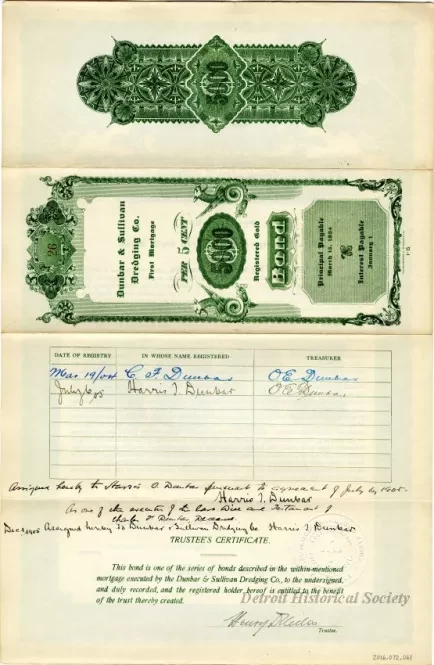 Bond - Dunbar & Sullivan Dredging Co. 
First Mortgage Registered Gold Bond