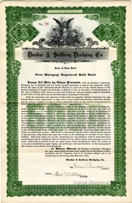 Bond - Dunbar & Sullivan Dredging Co. 
First Mortgage Registered Gold Bond