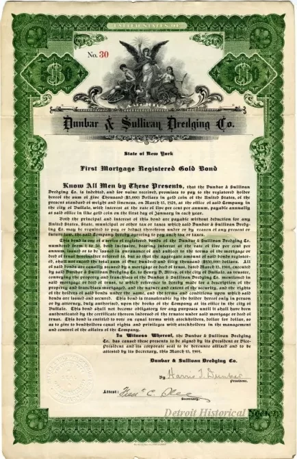Bond - Dunbar & Sullivan Dredging Co. 
First Mortgage Registered Gold Bond