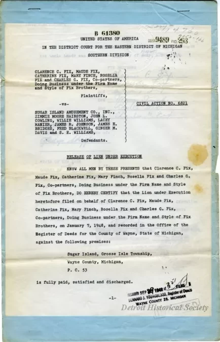 Judgment - Release of Lien Under Execution