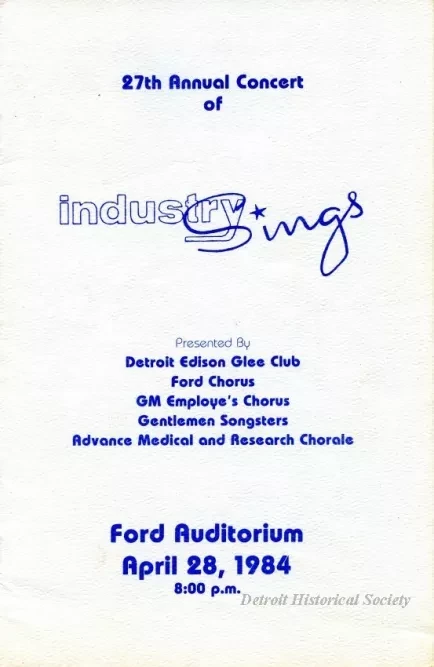 Program - 27th Annual Concert of Industry Sings