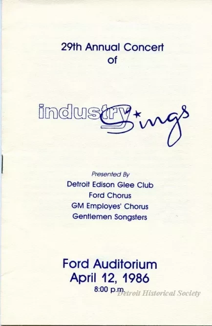Program - 29th Annual Concert of Industry Sings