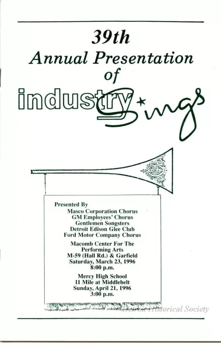 Program - 39th Annual Presentation of Industry Sings