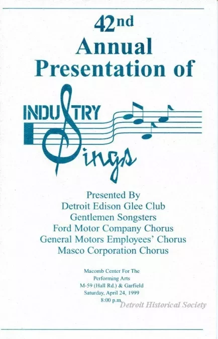 Program - 42nd Annual Presentation of Industry Sings