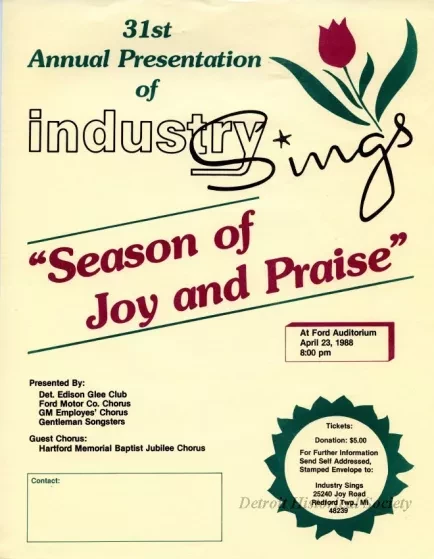 Flyer - Industry Sings - Season of Joy and Praise