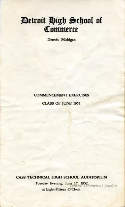 Program - Detroit High School of Commerce
Commencement Exercises