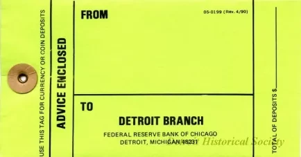 Tag, Shipping - Detroit Branch,
Federal Reserve Bank of Chicago