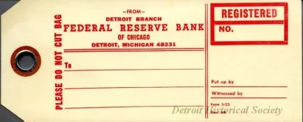 Tag, Shipping - Detroit Branch,
Federal Reserve Bank of Chicago