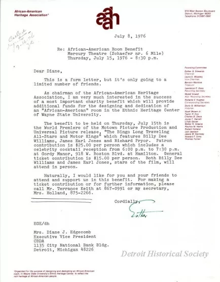 Letter - African-American Heritage Association