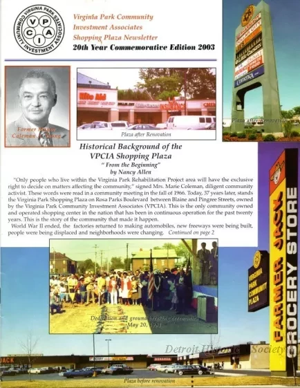 Newsletter - Virginia Park Community Investment Associates Shopping Plaza Newsletter