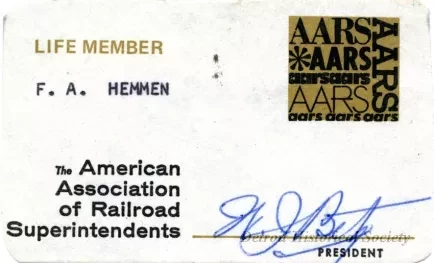 Card, Membership - American Association of Railroad Superintendents