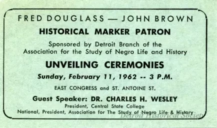 Card, Admittance - Fred. Douglass - John Brown,
Unveiling Ceremonies